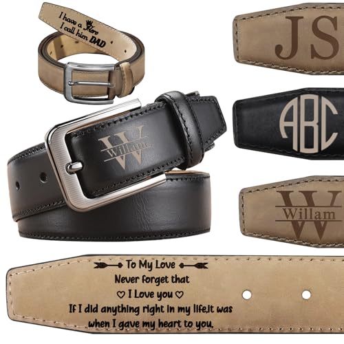 Personalized Belts for Men Custom Leather Belt Engraved with Name Customized Gifts of Anniversary for Men
