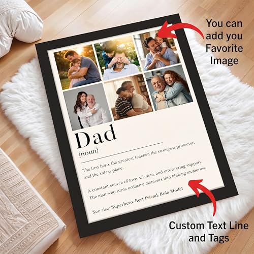 Image of Art Street Personalized Gift for Father, Dad Photo Frame | 6 Image Collage with Custom Text, Customized Photo Frame for Father, Wall Decor for Bedroom Living Room, A4 Size 8x12 Inch