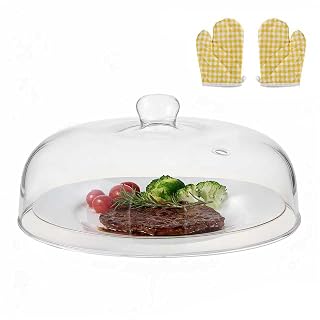 12 inch Glass Microwave Splatter Cover for Food,5 inch Tall BPA-Free Non Toxic Non Plastic Microwave Lid Guard - Amazon product rated Grade A