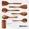 Zulay Kitchen 7-Piece Wooden Cooking Spoons Set – Heat-Resistant, Smooth Teak Utensils with Comfort Grip – Lightweight & Durable – Easy to Clean, Perfect for Non-Stick Cookware #3