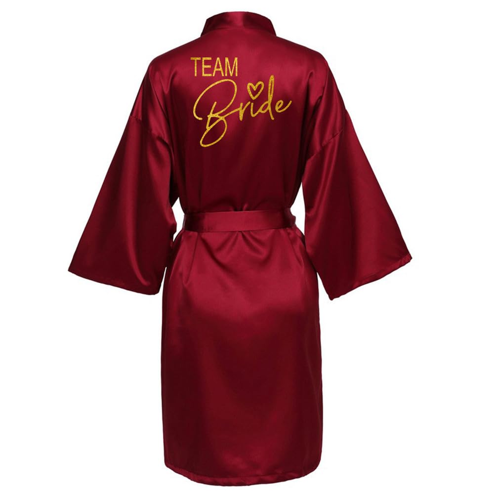 JPHCHSC Satin Silk Robe Wedding BathRobe Bride Bridesmaid Dress Gown Women Sleepwear Nightwear CX1003