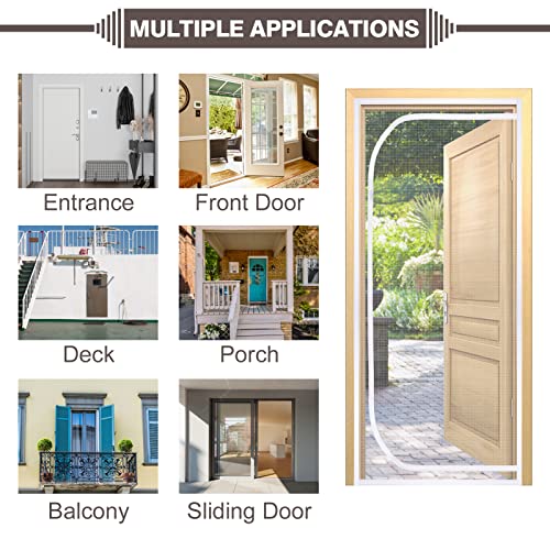 38" x 83" Cat Resistant Door Screen- Cat Resistant Mesh Screen with Zipper to Stop Cats Running Out- Pet Door Screen Cats Screen Door with Hook and Loop Tape for Cat Pet Home Living Room Doors - Image 7