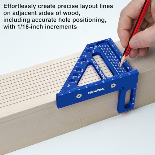 image for ViewReal 3D Multi-Angle Aluminum Alloy Woodworking Square Ruler, 22.5-