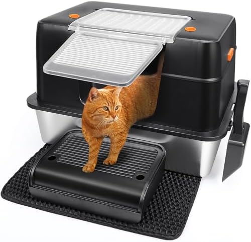 Vivifying Stainless Steel Litter Box, XL Side Entry Extra Large L...