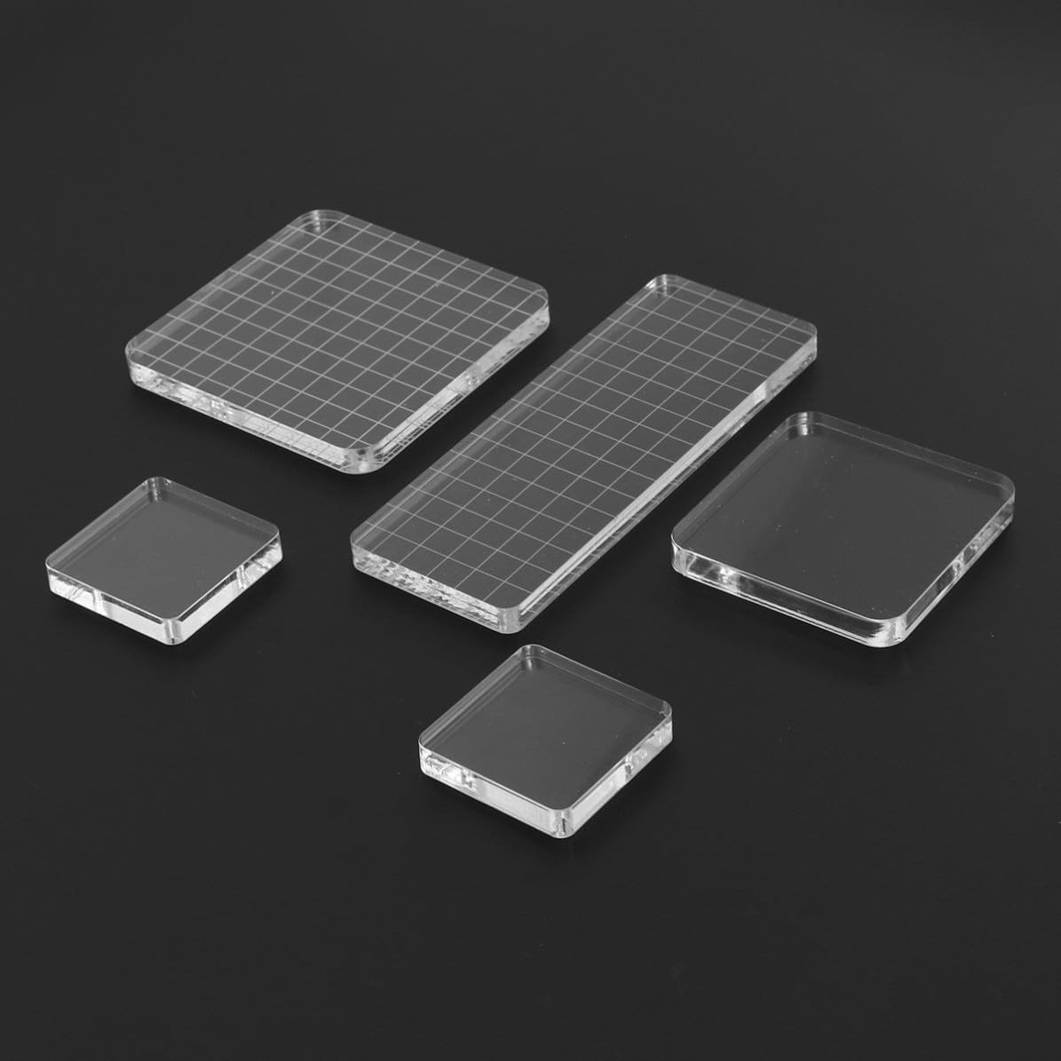 5pcs Acrylic Stamp Block Set with Grid Lines for Cards and Crafts