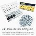 AZUNO Hydraulic Grease Fittings, 240 Pieces SAE & Metric Grease Fitting Assortment with 120 PCS Grease Fitting Caps, Standard Grease Gun Fittings Perfect for Replacing Missing or Broken Zerk Fitting
