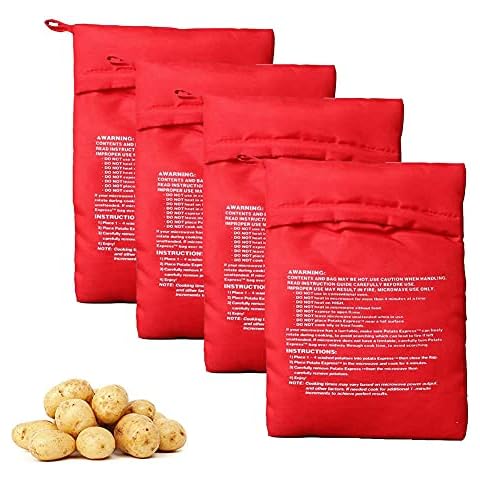 4Pcs Microwave Potato Bag Reusable Microwave Cooker Bag Baked Potato Pouch Perfect Potatoes in Just 4 Minutes Cover