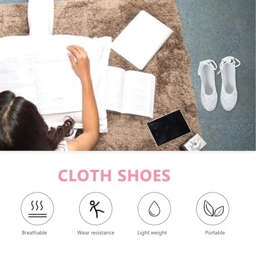 1Pair Embroidered Cloth Shoes for Women Ethnic Style Slip- Breathable Soft Wedge Hanfu Shoes Comfortable and Stylish Summer Footwear White4