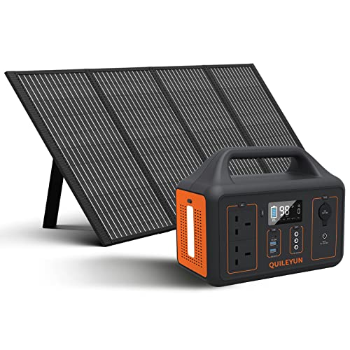 Quileyun Portable Power Station 600W+100W Solar...