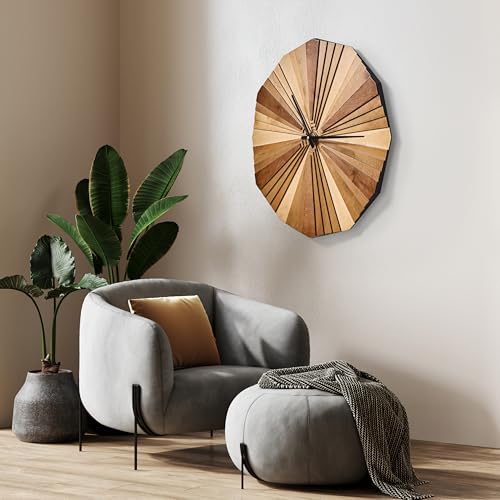 Reloj de pared de madera paramétrico con capas 3D grande miniatura 5
