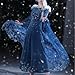 LUMIECLAT Snow queen cosplay costume adult Halloween dress up dress birthday fancy party (Blue, Medium)