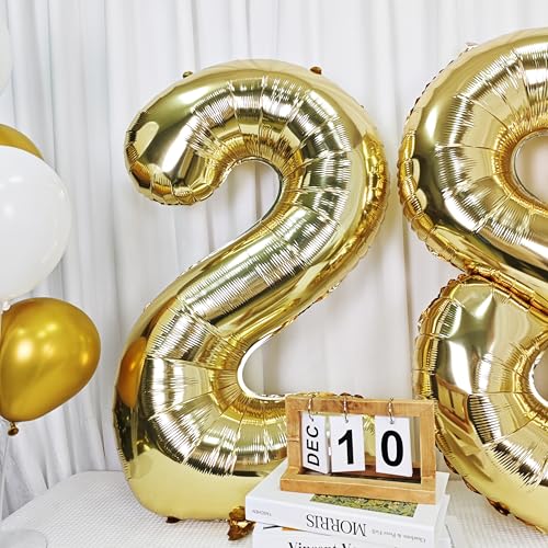 Image of 40 Inch Light Gold 5 Number Balloons Large Champagne Gold Number | White Gold Giant 5 Foil Mylar Helium Digital Balloon for 5th or 5st Anniversary Party Decorations Supplies