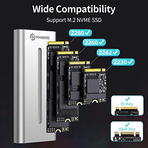 Boîtier M.2 NVMe USB 3.2 argenté avec éclairage RVB pour SSD PCIe - 5