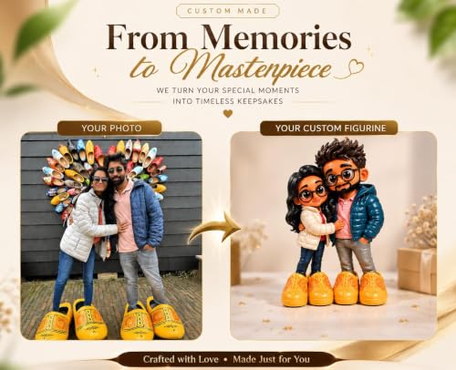 Image of Custom 3D Figurines from Photo | Personalized Couple Miniature | Hand-Painted Bobblehead with Wooden Stand | Customized Gift for Anniversary, Wedding, Birthday, Valentine's Day & Festivals