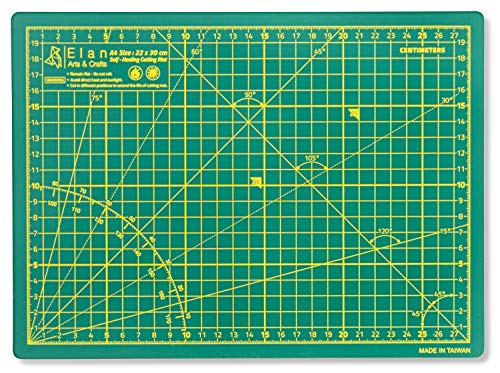 Elan Tapis de Découpe A4 Vert, Tapis de Coupe Auto-cicatrisant 22x30 CM, Planche de Découpe à 5 Couches, Self-Healing Cutting Mat A4