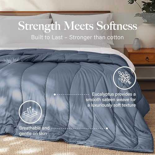 Image of Modern Threads Tencel Lyocell Luxury Ultra Soft Down Alternative Comforter, Blue, Queen