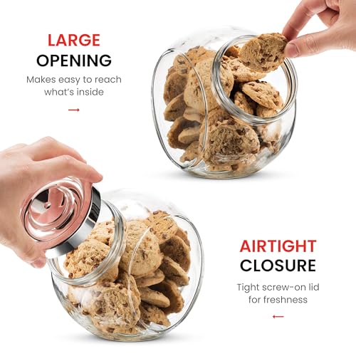 Bormioli Rocco Pandora Glas Candy Jar 75 Unzen Keksdose mit Kunststoff luftdicht verschließbaren Deckel 2-Wege-Display Bulk-Food Vorratsdose für Snacks, Trockenfutter, Geleebohnen Kanister,