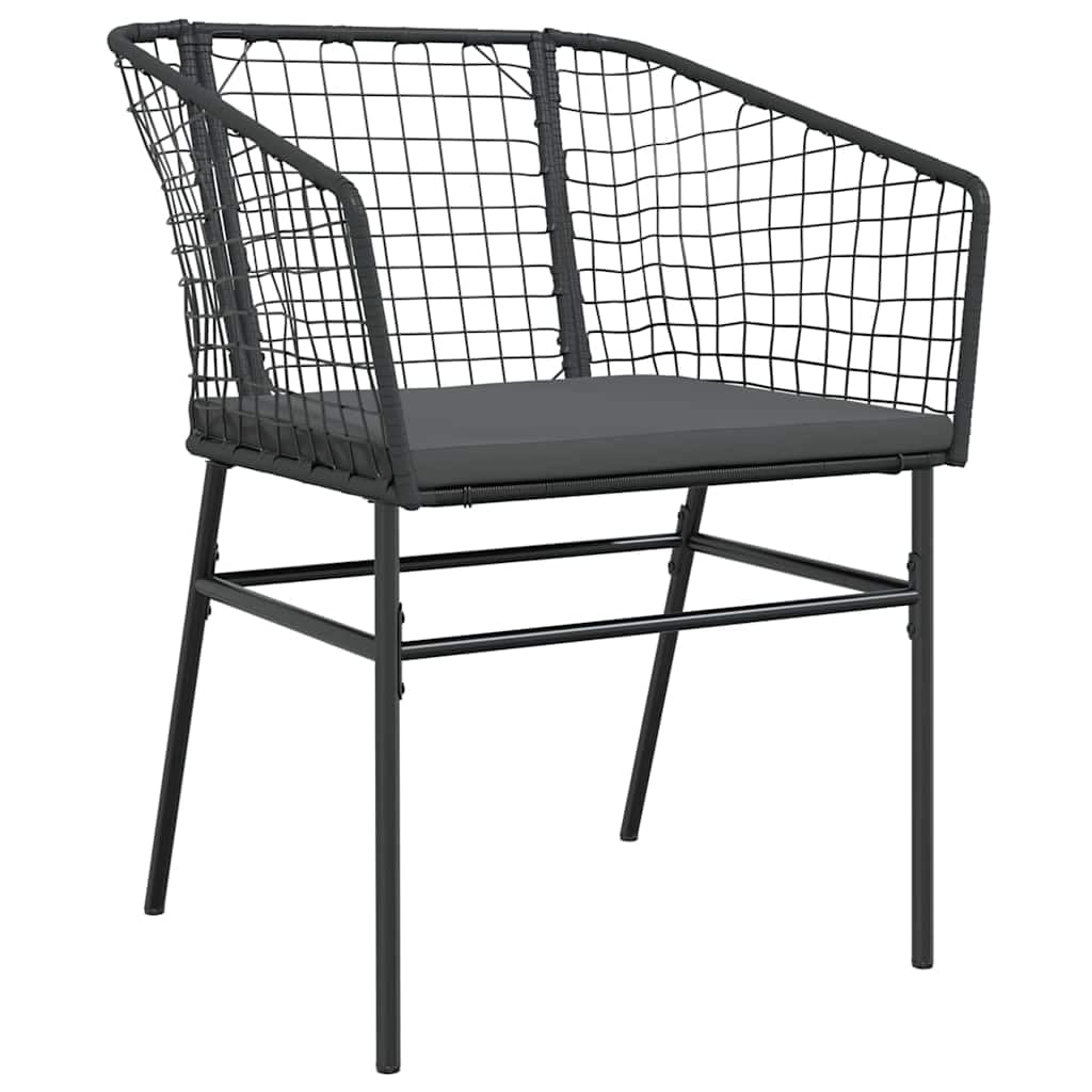 Set da Pranzo per Giardino 5 pcs Nero Polyrattan, Tavolo Lounge per Esterno, Arredo Relax, Sedia e Divano, Resistente, Ideale per Veranda, Patio, Balcone, Aperitivi e Pranzi