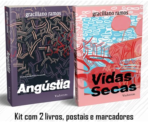 Graciliano Ramos – Vidas Secas + Angústia: Kit com 2 livros, Postais e Marcadores