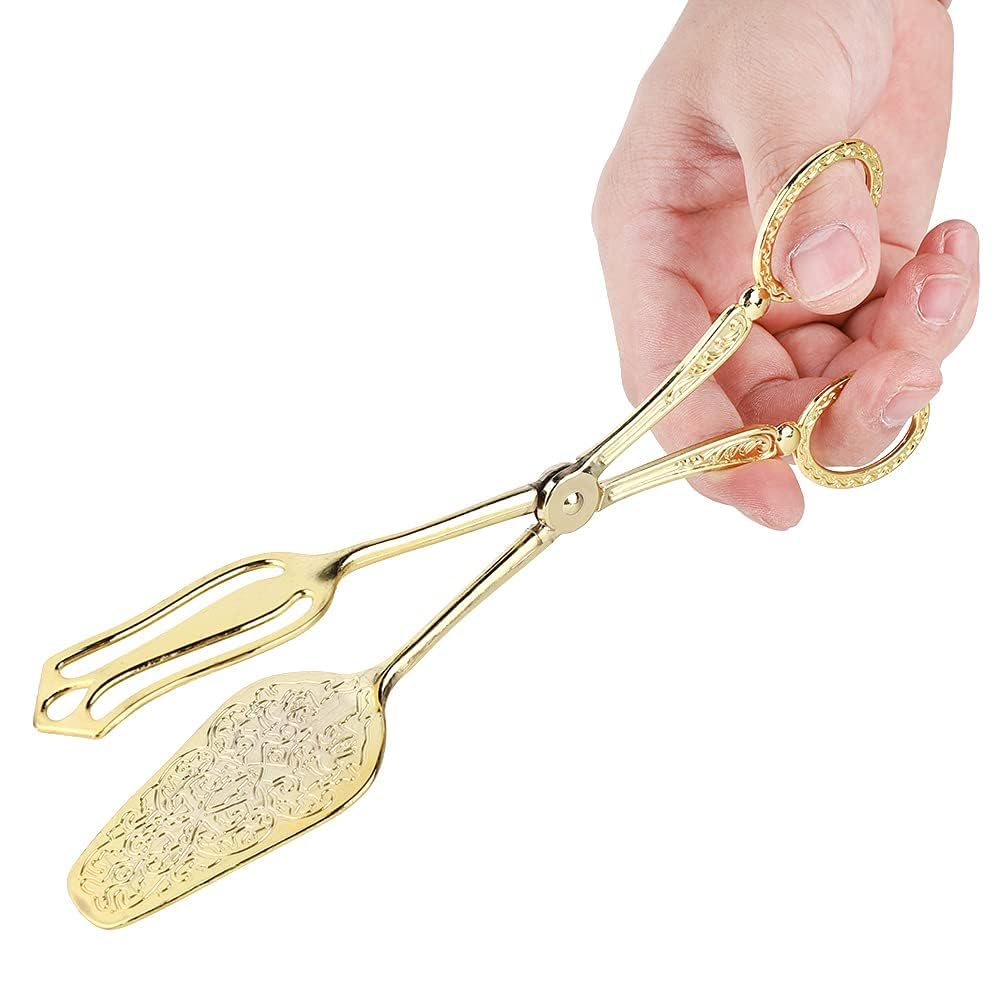 Herchr Gold Salad Tongs, Stainless Steel Salad Tongs, Stainless Steel Kitchen Tongs, Retro Serving Tongs, Cake Tongs, Barbecue Tongs, Buffet Tongs, Cake Tongs, Serving Tongs, 22 Cm