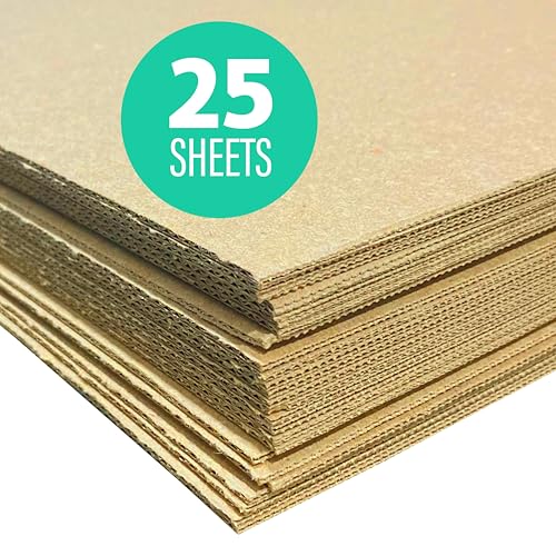 Image of Flipside Products 32 inch x 40 inch Kraft Two Sided (E-Flute) Corrugated Project Sheets, Cardboard Sheets, Flat Packing Inserts, Crafts, Pads Packing, Brown, Pack of 25