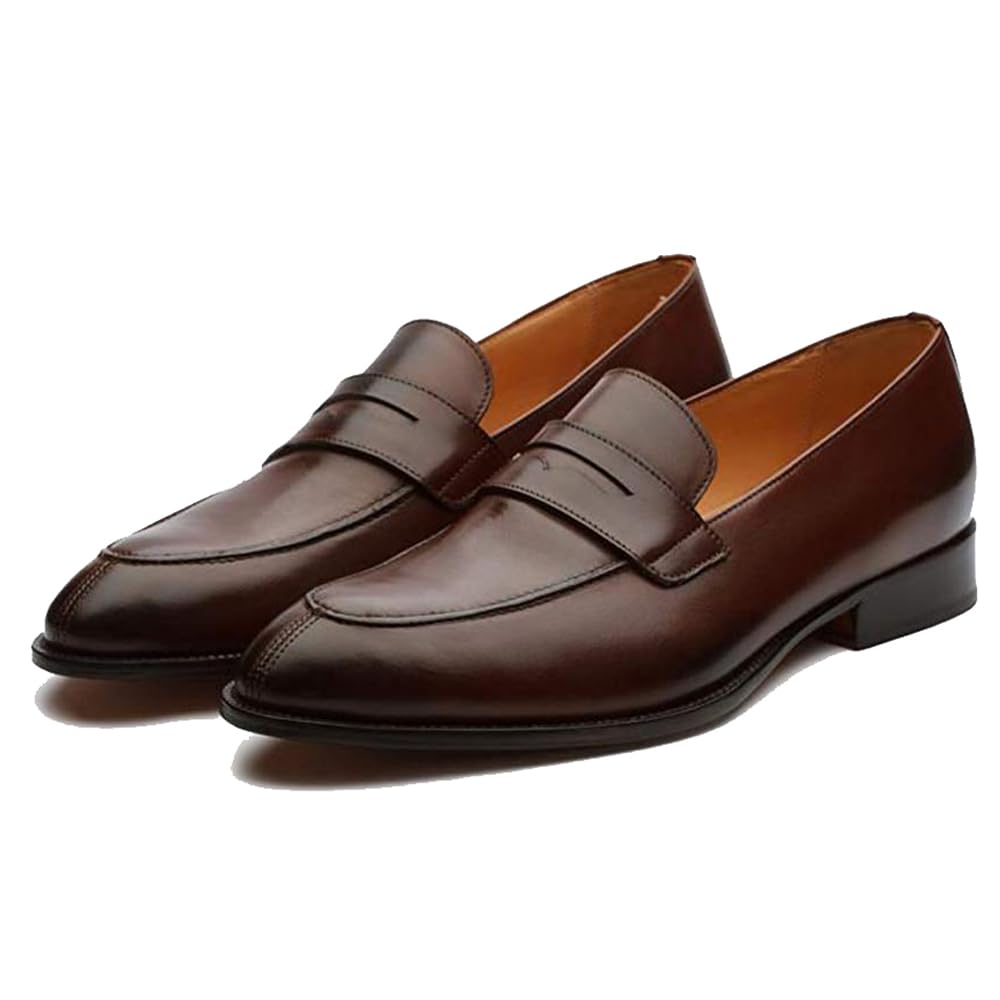 The Royale Peacock Dark Brown Leather Formal Penny Loafer Shoes for Men (6) (B0CK6564T9) Amazon Price History, Amazon Price Tracker