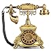 WICHEMI Vintage Phone Retro Rotary Dial Phones Landline Telephone Old Fashion Antique Phone Old School Telephones for Home Office Cafe Bar Star Hotel Decor (Golden)