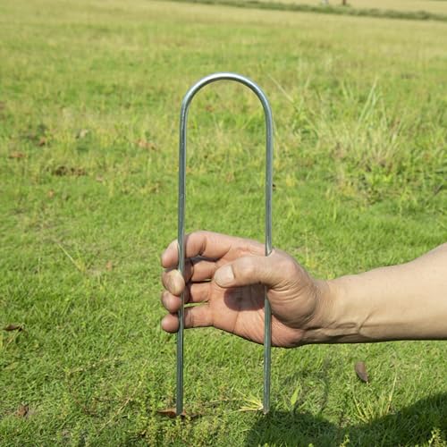 Image of Heavy Duty Trampoline Stakes Anchors High Wind U Type Sharped Ends Safety Ground Anchors Galvanized Steel 11.8 inch for Soccer Goals,Tents and Garden Decorations