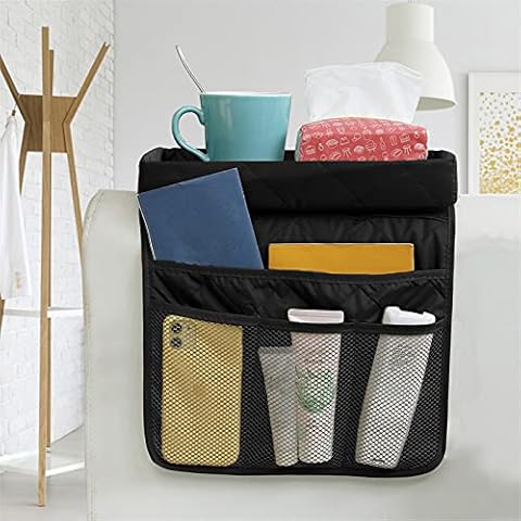 MDSTOP Sofa Armrest Organizer Caddy with Holder Tray, TV Remote Control Holder, Couch Armchair Caddy Fits for Game Controller, Pens, Magazines, Snacks, Glasses (Black, 32" × 13") Cover