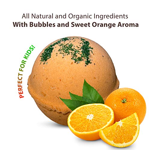 1 Bubble Bath Bomb For Kids With Surprise Dino Ring Toy Inside - Natural Ingredients Safe For Sensitive Skin - Moisturizing Coconut And Olive Oils And Sweet Orange Aroma - Giftable Box #TOP1