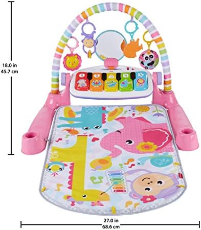 Fisher-Price Deluxe Kick & Play Piano Gym, play mat and activity toys with lights, music, and learning content for infants (Pack of 1)