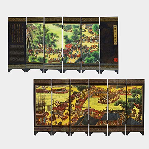 UUMFP Pequeño biombos Doble Chino de Madera Caras 6 Paneles de Ministerio del Interior Mesa de Escritorio Regalo de la decoración Arte Decorativo de colección