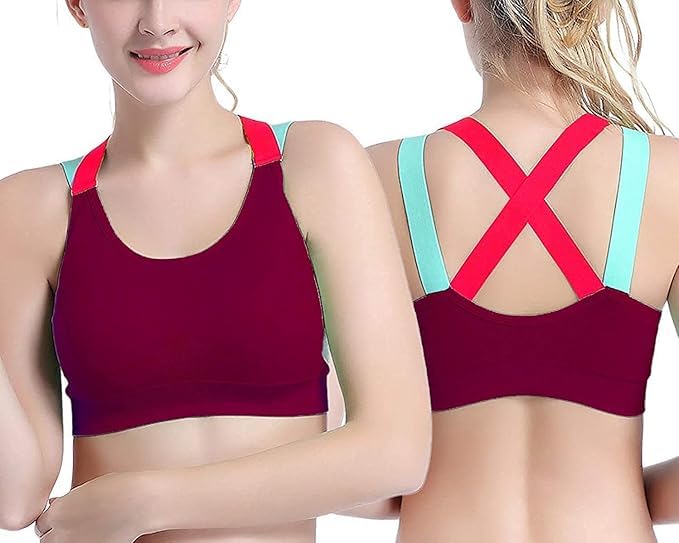 Image of Dilency Sales Racer Back Sports Bra for Women's /Girls (Gym,Yoga,Running,Workout) (Removable Pads) (30 to 34 Size)