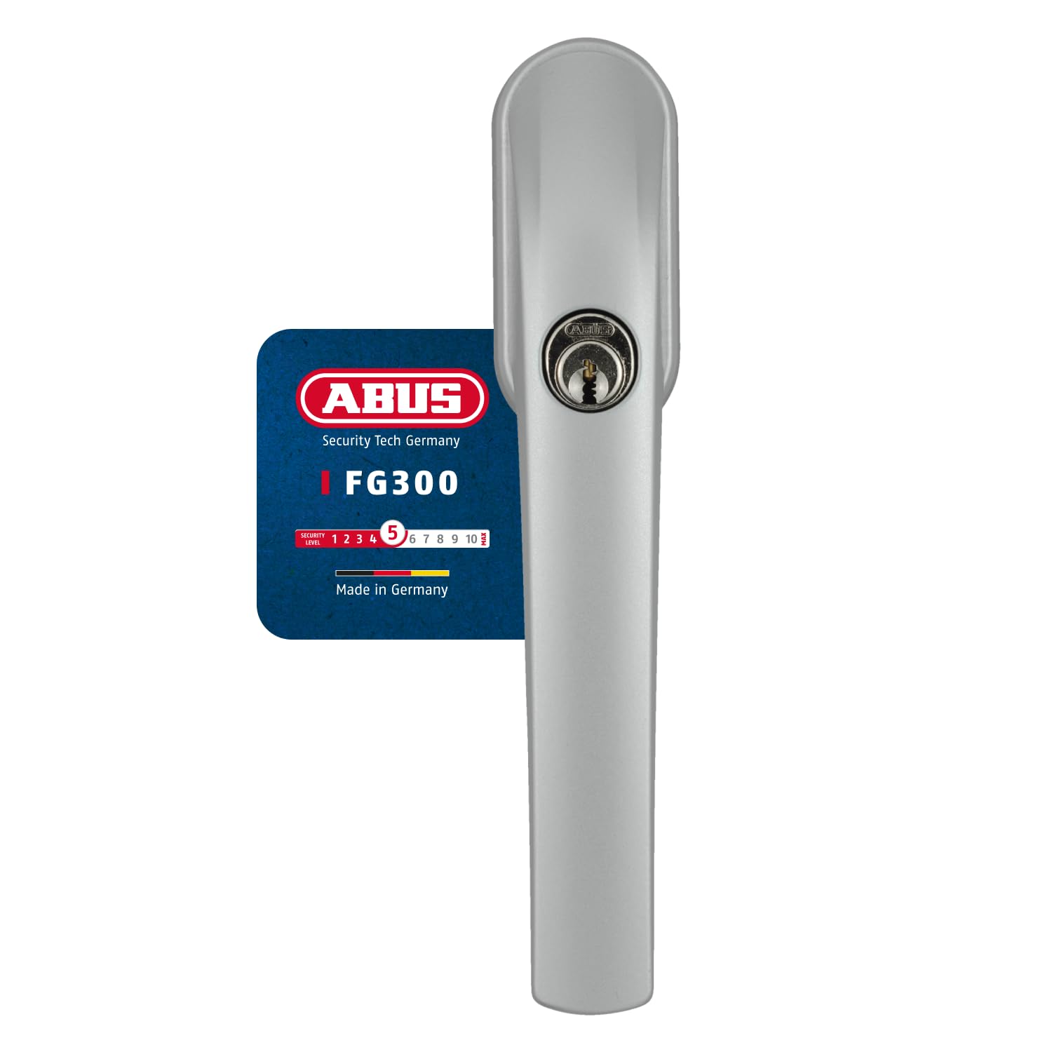 ABUS Abschließbarer Fenstergriff FG300 AL0089 - Fensterknauf mit Druckzylinder, gleichschließend - ABUS-Sicherheitslevel 5 - 37384 - Silber