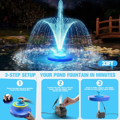 42% Off HaiNova Floating Pond Fountain with LED - Image 7