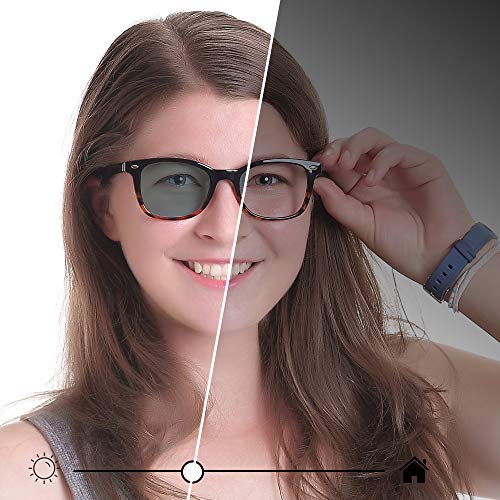 Image of YEIN Blue Light Blocking Glasses, Photochromic Gray Sunglasses, Computer Reading Glasses, TV Glasses for Women /Men(Tortoise,+0.75 Magnification)