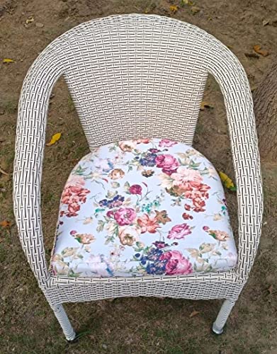 Image of Lotey Outdoor D-8 Chairs Table Set 4+1 Wicker Patio Furniture Sets 4 Chair and 1 Table with Cushions for Garden Balcony Bedroom Powder Coated Frame Uv Protected Wicker (Cream str + Printed Cushion)
