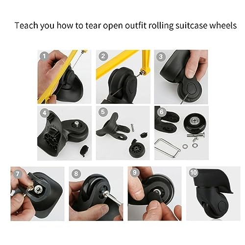 2pcs Suitcase Caster Replacement kit, Luggage Wheels Replacement, Rubber Luggage Suitcase Replacement Wheels for Trolley Case (40mm X 18mm)4