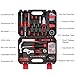 Eastvolt 128-Piece Home Repair Tool Set, Tool Sets for Homeowners, General Household Hand Tool Set with Storage Toolbox, EVHT12801, Black + Red (ASK01)
