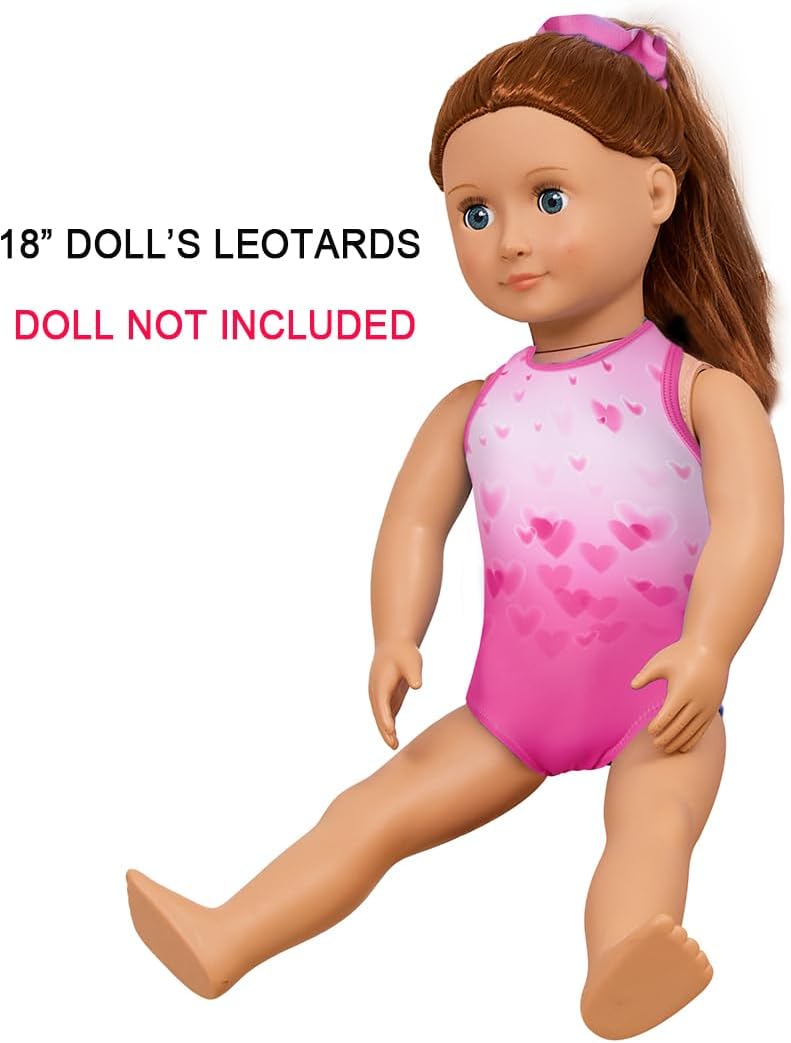 Gymnastics Leotards for Girls Matching 18 inch doll’s Training bodysuits Sparkly Ballet Dance Activewear