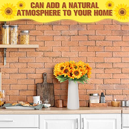 Yuxung 8 Pcs Fake Sunflower Bouquets, 11.8 in Artificial Flower Artificial Sunflower with Stems for Baby Shower Birthday Party Home Kitchen Wedding Decor, Bride Holding Flower, Table Centerpiece - Thumbnail 4