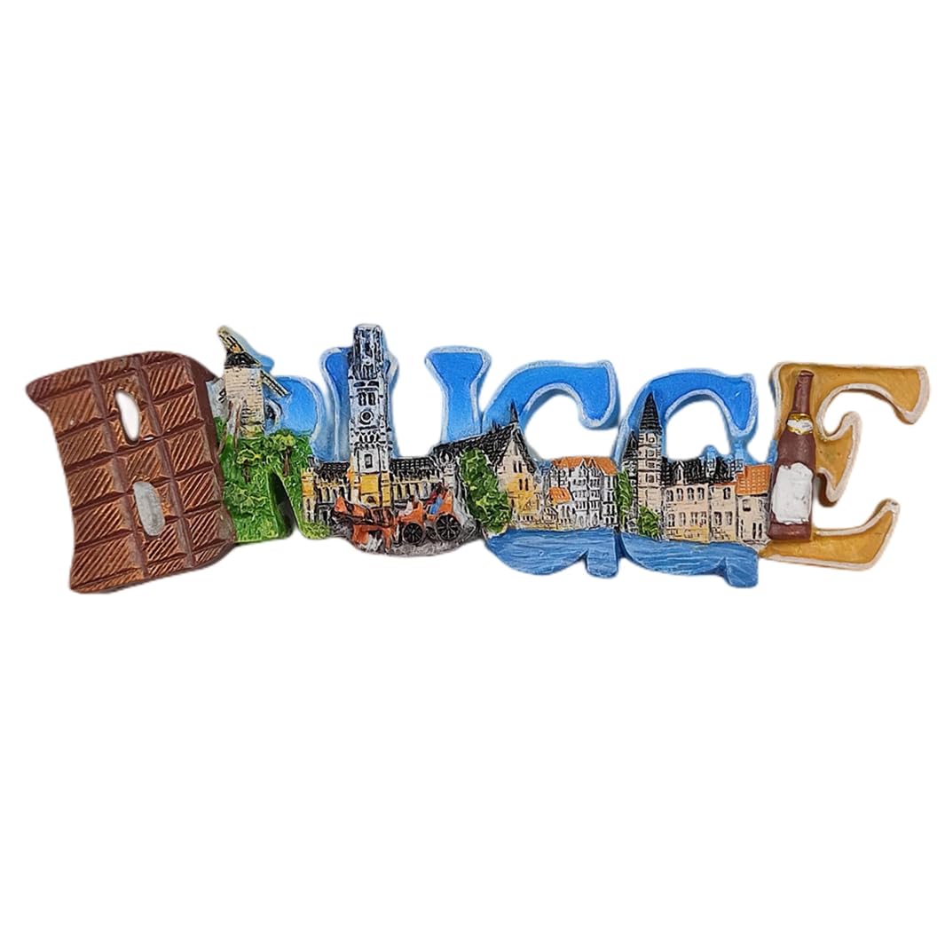 Wedarego Brugge Belgium 3D Letters Fridge Magnet Souvenir Gift,Resin Handmade Bruges Refrigerator Magnet Home & Kitchen Decoration Collection
