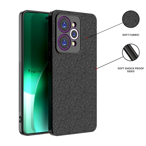 Image of Kapa Soft Full Fabric Protective Back Case Cover for Realme 15 Pro 5G | Shockproof Slim Hard Anti Slip Back Case (Black)