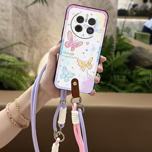 Phone Case Compatible with Huawei Mate50 Pro, Anti-knock Necklace Full wrap Soft case Anti-dust TPU Cartoon Design Cute Back Cov