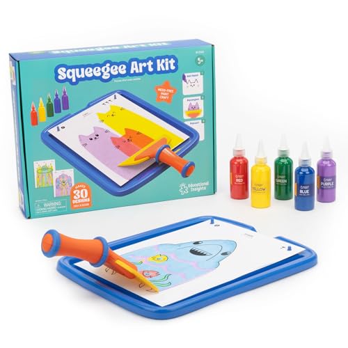 Educational Insights Squeegee Art Kit - DIY Crafts for Kids Ages 4-8 Squeegee Painting Kit for Kids Arts and Crafts Projects Mess Free Art Activities Fun Craft Kits Paint Supplies Included