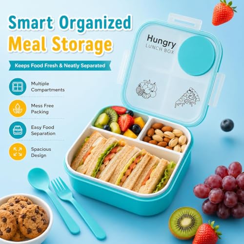 Image of Premium Insulated Lunch Box for Office & School | Leakproof Tiffin Box with Airtight Lid | Food Grade BPA Free Container | Keeps Food Fresh Hot & Cold | Portable Lunch Box for Men Women (Blue)