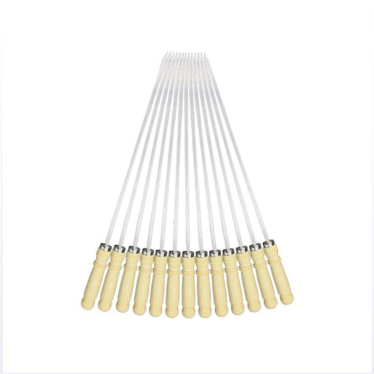GTHTUHFD 39Cm Kebab Skewers, Barbecue Skewers With Wooden Handle Reusable Stainless Steel Metal Bbq Skewers Kabab Sticks 50 Pcs