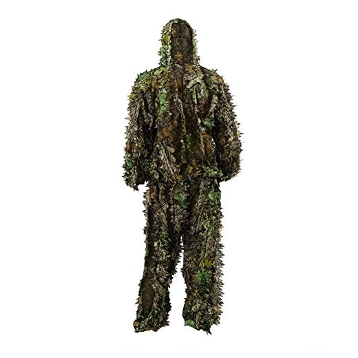 Zicac Outdoor Camo Ghillie Suit 3D Leafy Camouflage Clothing Jungle Woodland Hunting (Height Above 5'11")