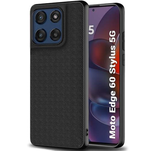 Image of TheGiftKart Back Cover Case for Motorola Moto Edge 60 Stylus 5G | Slim & Lightweight | Ultra-Premium Design | Camera Protection Bump | Fabric Texture Case Cover (PC & TPU, Black)