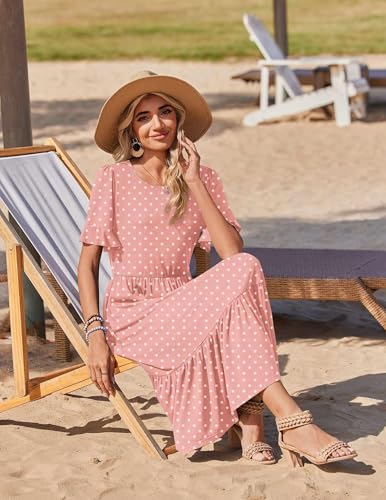 Image of Zeagoo Womens Summer Dresses 2026 Casual Midi Dress Flowy Sundress Ruffle Short Sleeve Tiered Dresses A Line Boho Dress